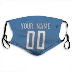 Custom Detroit Lions Blue Jersey Number & Name Face Mask