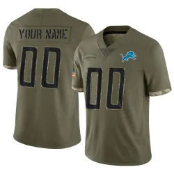 Detroit Lions Customized Men's Limited Olive 2022 Salute To Service Jersey - Nike