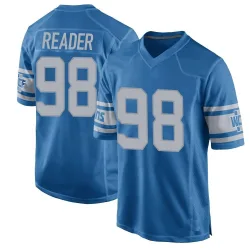 Game DJ Reader Men's Detroit Lions Blue Throwback Vapor Untouchable Jersey - Nike