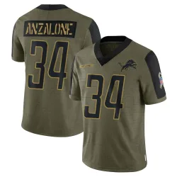 Limited Alex Anzalone Men's Detroit Lions Olive 2021 Salute To Service Jersey - Nike