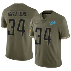 Limited Alex Anzalone Men's Detroit Lions Olive 2022 Salute To Service Jersey - Nike