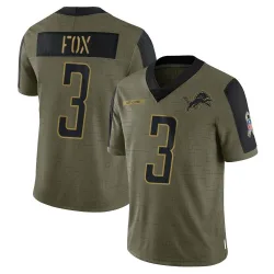 Limited Jack Fox Men's Detroit Lions Olive 2021 Salute To Service Jersey - Nike