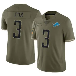 Limited Jack Fox Men's Detroit Lions Olive 2022 Salute To Service Jersey - Nike